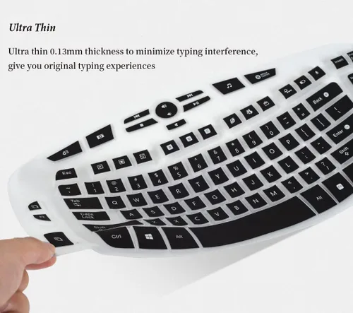 Vista 4 de Funda de teclado para Logitech K350 MK550 MK570 Teclado inalámbrico ondulado, Logitech K350 MK550 MK570 Accesorios de teclado inalámbrico Piel Negro