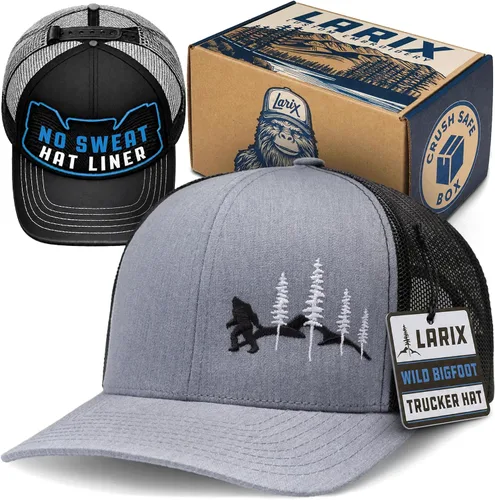 Vista 23 de LARIX Trucker Hat Men - Snapback Cap with Breatheable Mesh Back, Hats for men, Mens Hat, Mens Trucker Hats Negro (Wb)
