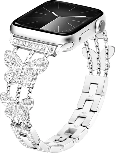 Vista 14 de Banda Mariposa Compatible con Correas de Apple Watch de 40mm 41mm 42mm (S11/10) 38mm iWatch SE Series 11 10 9 8 7 6 5 4 3, Correas delgadas