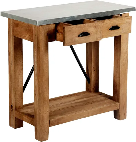 Vista 4 de Alaterre Furniture Millwork - Consola de madera y zinc de 30 pulgadas con dos cajones