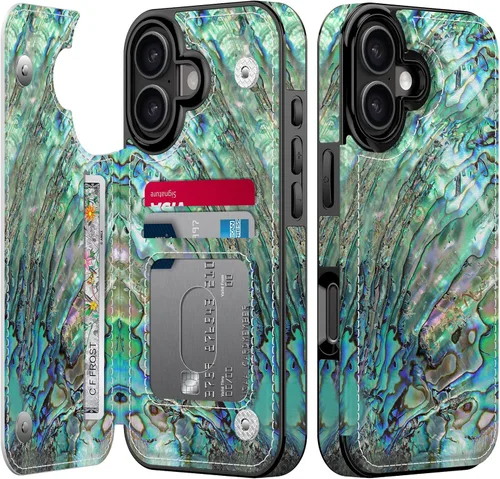 Vista 40 de LETO para iPhone 15 Pro Funda tipo cartera - Tapa tipo folio con patada - Diseños de moda - Tarjetero - Funda protectora para mujeres y niñas - 6.1