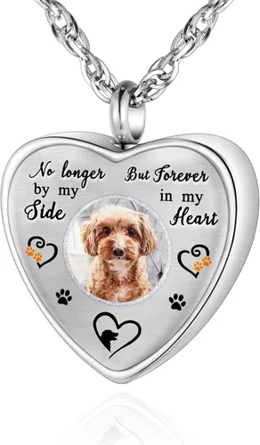 Vista 15 de XIUDA Collar de urna con foto personalizada para cenizas, collar de cenizas con foto personalizada, joyería de cremación para mujeres, collar