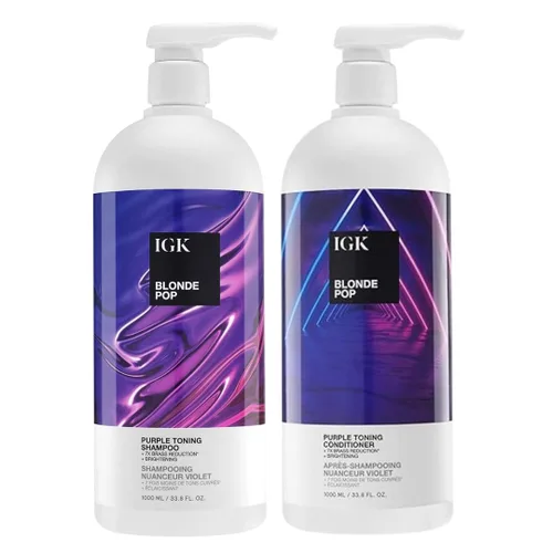Vista 16 de IGK BLONDE POP - Juego de champú y acondicionador tonificante morado Neutraliza el latón + ilumina el rubio Vegano + libre de crueldad 8 onzas