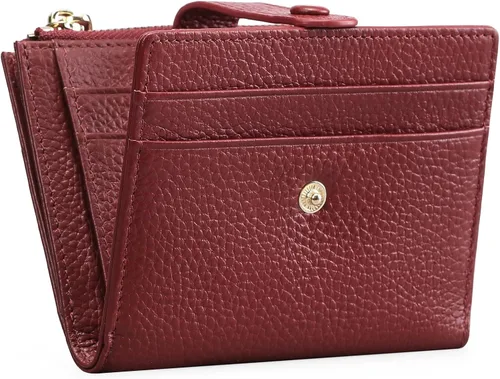 Vista 16 de FALAN MULE - Carteras pequeñas para mujer con bloqueo RFID, piel auténtica, cartera plegable delgada con cremallera y monedero para monedas