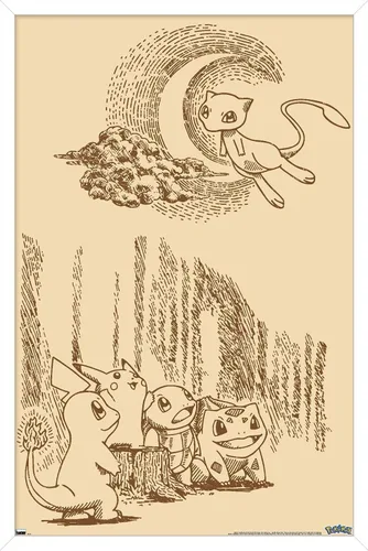 Vista 12 de Trends International Pokémon - Póster de pared de escena sepia, 22.4 pulgadas de largo x 14.7 pulgadas, versión enmarcada de madera de granero