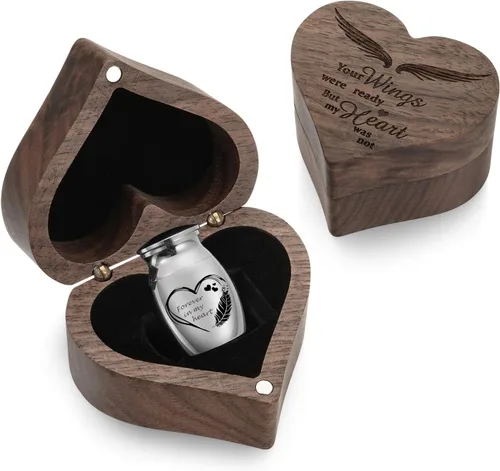 Vista 8 de SOITIS Urna de madera con forma de corazón personalizada, mini urnas para cenizas humanas de 1.2 pulgadas, pequeñas urnas para cenizas humanas
