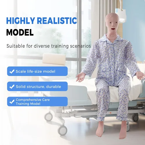 Vista 4 de Maniquí médico para entrenamiento – Maniquí de enfermería de tamaño real femenino de 5.4 pies, maniquí de cuidado del paciente de cuerpo completo