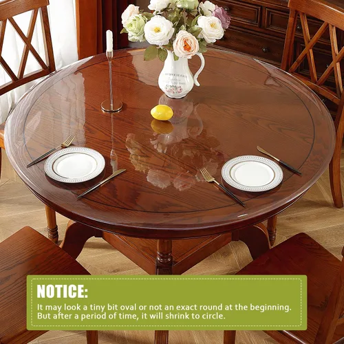 Vista 2 de OstepDecor - Protector de mesa redondo transparente de 30 pulgadas, cubierta de mesa transparente gruesa, mantel de mesa redondo de PVC impermeable