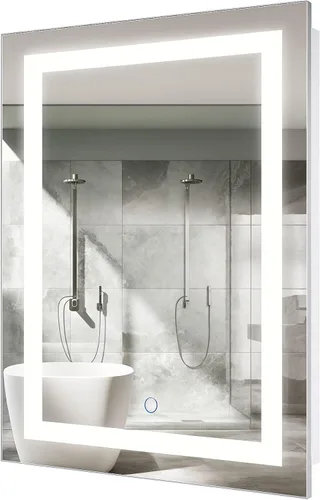 Vista 14 de Krugg Espejo de baño LED cuadrado de 24 x 24 pulgadas Espejo de tocador iluminado incluye atenuador y desempañador Montaje en pared vertical u