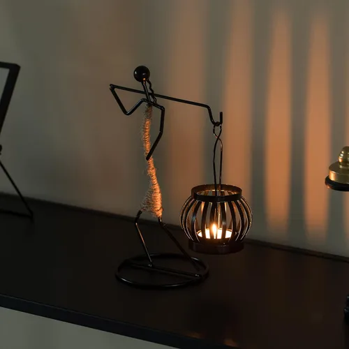Vista 4 de Portavelas de alambre decorativo moderno lámpara de té lámpara de mesa centro de mesa soporte de vela, transporte trasero