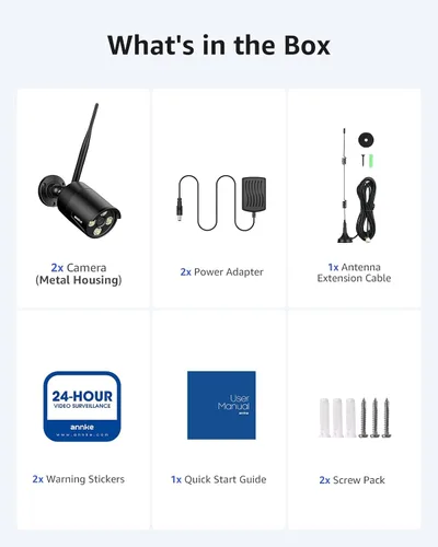 Vista 9 de ANNKE Paquete de 2 cámaras de seguridad complementarias, cámaras bala inalámbricas de 5 MP para exteriores, visión nocturna a color, audio Negro