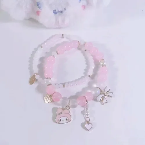 Vista 4 de INENIMARTJ Kawaii Bracelets Set Crystal Beads Bracelet Cute Cartoon Elastic Beaded Pearl Bracelets Jewelry for Girls Women Bff Friendship Gift