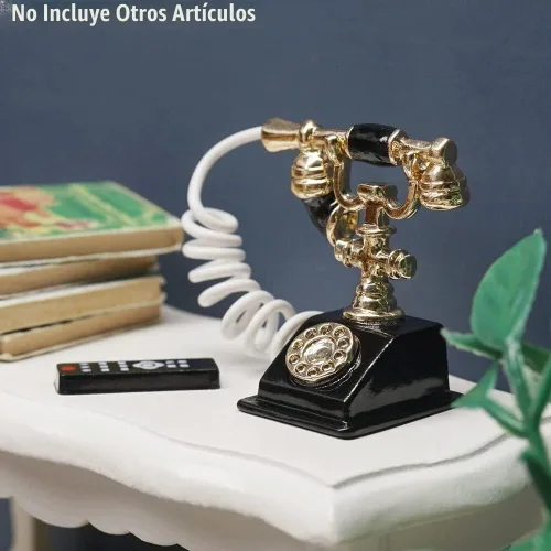 Vista 7 de Odoria 1/12 Miniatura Rotary Teléfono Dollhouse Decoración Accesorios, Negro