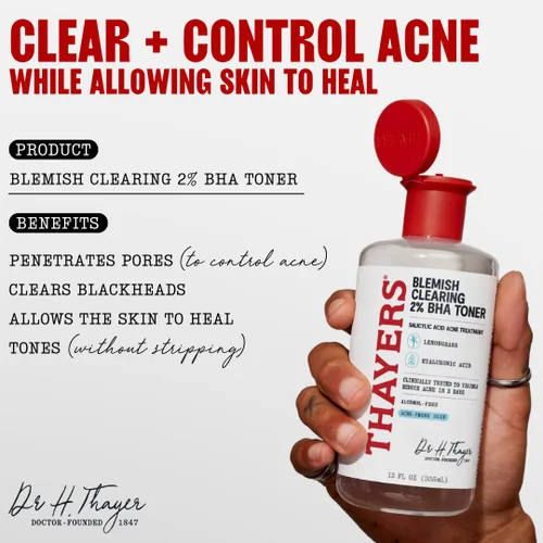 Vista 2 de Thayers Blemish Clearing - Tónico de ácido salicílico, tóner facial para tratamiento del acné con ácido salicílico al 2%, cuidado de la piel
