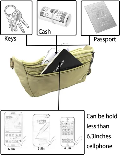 Vista 71 de Bolsa de cintura ultrafino con ranuras c/visualización para tarjeta de crédito, para deportes, aire libre, correr, caminar, viajes.