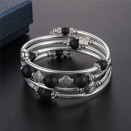 Vista 9 de PEARL&CLUB Juego de collares largos con cuentas negras, regalos de joyería para mujer