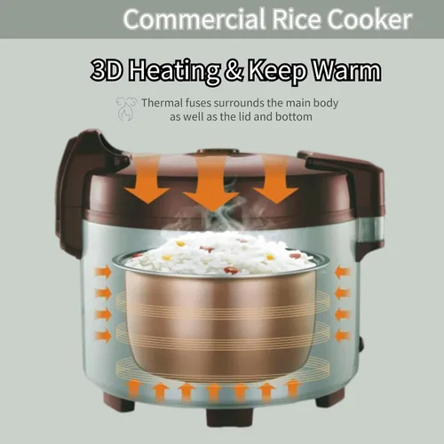 Vista 3 de Arrocera comercial grande de 15.8 cuartos de galón, 84 tazas cocidas, 32 tazas de arroz crudo, calentador de arroz eléctrico comercial para 60-70