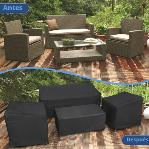 Vista 7 de STARTWO - Funda impermeable para muebles de exterior, juego de 4 piezas para sofá de patio, sillas de césped, mesa de café, a prueba de viento