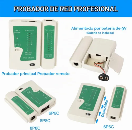 Vista 6 de Kit de Herramienta de Crimpado RJ45 Pass Thru Cat5 Cat5e Cat6 Herramienta de Crimpado RJ45 con 20 Conectores RJ45 Cat6 Pass Through, 20 Cubiertas, 1