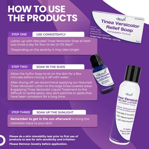 Vista 6 de Naturasil Tinea Versicolor Kit de tratamiento - Alivio antifúngico de máxima fuerza para la decoloración de la piel, manchas solares y picazón