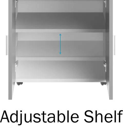 Vista 4 de Lavish Home - Soporte para microondas con cajón, armario de almacenamiento con puertas y ruedas de bloqueo, almacenamiento independiente de cocina