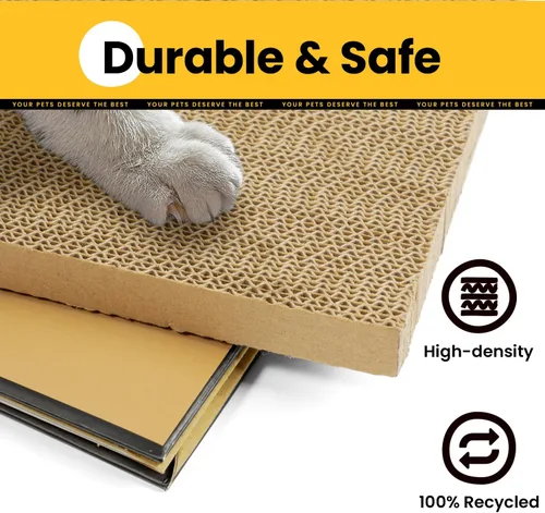 Vista 2 de Conlun Casa de cartón para gatos con almohadilla para rascar y hierba gatera, casa rascador para juegos de gatos para muebles de interior, rascador
