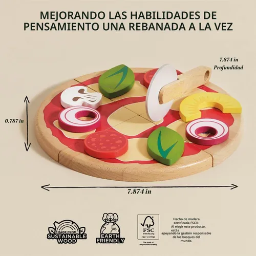 Vista 5 de Le Toy Van - Comida de madera para niños Pizza de panadería de madera para pretender comida de juguete Accesorios de cocina de juguete