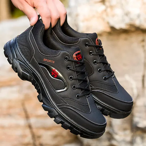 Vista 7 de VKVWIV Zapatos de senderismo anchos para hombre, impermeables, antideslizantes, transpirables, para exteriores, senderismo, senderismo, trabajo al