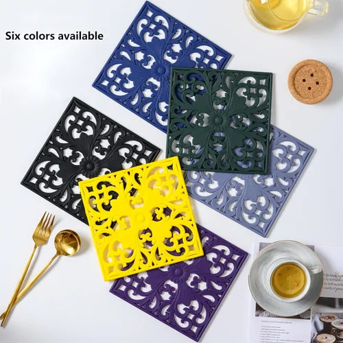Vista 5 de Salvamanteles para platos calientes, ollas y sartenes, almohadillas calientes cuadradas para cocina, alfombrillas resistentes al calor para encimera