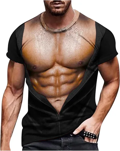 Vista 19 de Camisetas gráficas para hombre, grandes y altas, de manga corta, con estampado muscular, cuello redondo, casual, holgadas, para verano