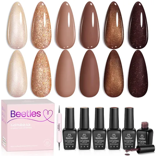Vista 31 de beetles - Juego de esmaltes en gel color borgoña – Berry Merlot 6, ciruela, cereza, moca, rojo, otoño-invierno, morado oscuro, vino púrpura oscuro