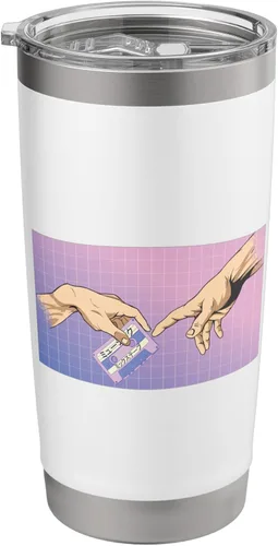 Vista 8 de Vaporwave Aesthetic Music audiocassette Synthwave Vaporwave Stainless Steel Insulated Tumbler