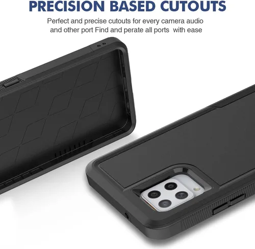 Vista 5 de Jeylly Funda para Samsung Galaxy A42 5G con protector de pantalla de vidrio templado, resistente a los golpes, a prueba de caídas, duradera
