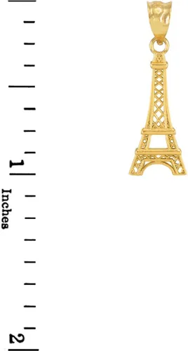 Vista 2 de Colgante de oro amarillo de 10 quilates con diseño de Torre Eiffel de París, Oro amarillo
