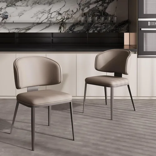 Vista 11 de Juego de 2 sillas de comedor modernas con respaldo alto, cómodas, sillas tapizadas a la moda para sala de cocina, silla de comedor sin brazos