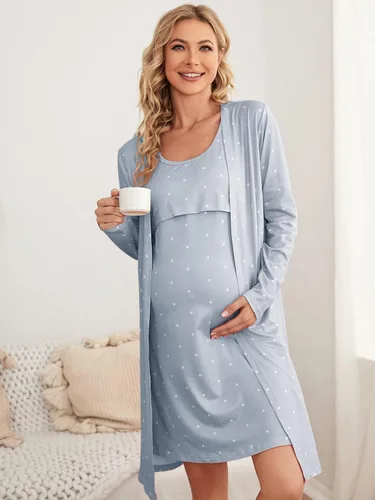 Vista 5 de Verdusa Conjunto de camisón y bata de lactancia sin mangas para mujer