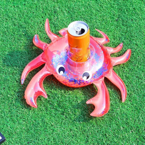 Vista 8 de Soporte inflable para bebidas, paquete de 25 flotadores inflables para bebidas de piscina + 1 bomba de mano, flotadores de bebidas para fiesta