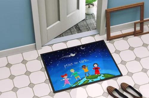 Vista 4 de Caroline's Treasures VHA3039MAT - Felpudo de la paz en la tierra de 18 x 27 pulgadas, para interiores y exteriores, para entrada, antideslizante