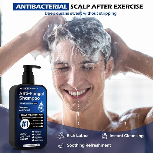 Vista 6 de Champú antifúngico para dermatitis seborreica, foliculitis y psoriasis del cuero cabelludo, champú anticaspa para hombres y mujeres, alivia