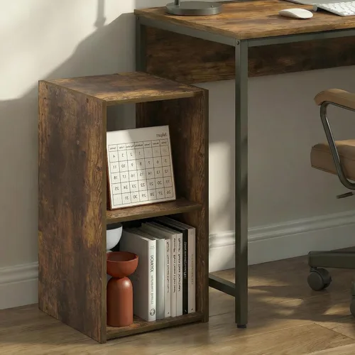 Vista 2 de Furinno PELLI - Estantería de 2 cubos con cubos abiertos y cerrados, armario organizador de almacenamiento de 2 x 1, 12.2 x 11.6 x 24.2, para sala