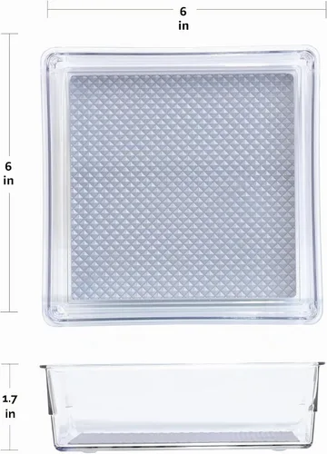 Vista 2 de Glad Organizador de cajones, 6 x 6 pulgadas, bandeja de almacenamiento de plástico transparente resistente para cajones de basura, utensilios