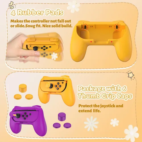 Vista 6 de FASTSNAIL Grips Compatible with Nintendo Switch for Joy Con & OLED Model for Joycon, Wear-resistant Handle Kit Compatible with Joy Cons Controllers