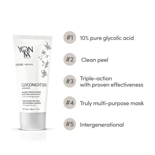 Vista 5 de Yonka Yon-Ka Glyconight - Mascarilla exfoliante 10% (1.7 fl oz/1.77 onzas), antienvejecimiento, tóner facial hidratante, tamaño de viaje, spray