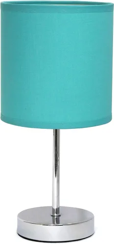 Vista 10 de Simple Designs LT2007-HPK-LB Lámpara de mesa básica cromada para sala de estar, mesita de noche, escritorio, encimera, rosa intenso, con bombilla