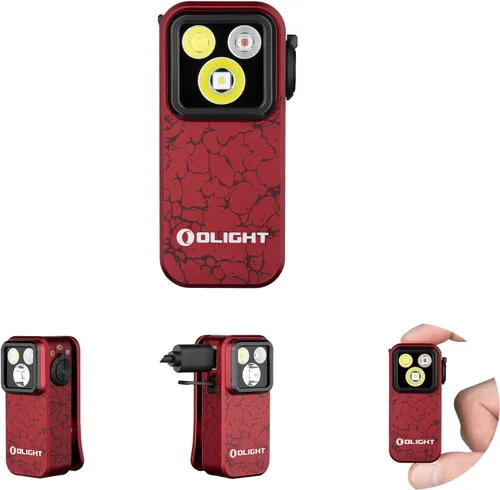 Vista 11 de OLIGHT Oclip Pro - Linterna recargable EDC con clip, Phantom Squadron Red Light, 500 Lumens Floodlight, Spotlight, Pocket-Sized, USB-C Charging