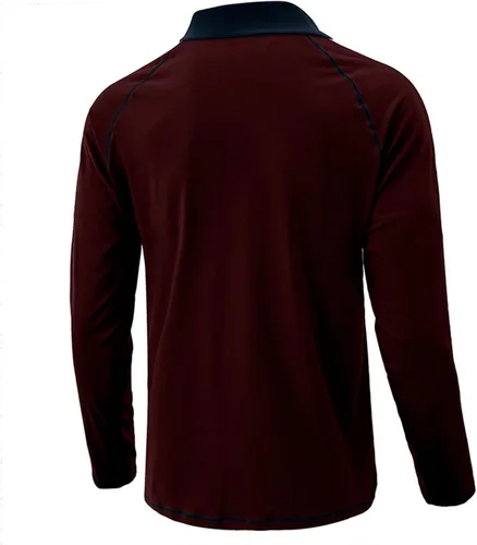 Vista 4 de Camisas polo de moda para hombre, ajuste relajado, manga larga, polo de golf, clásico, de algodón, con botones, Henley