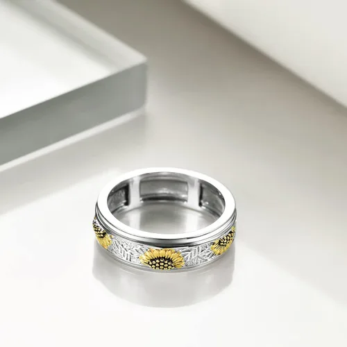 Vista 4 de POPLYKE Anillos giratorios giratorios de plata de ley para mujer, para aliviar el estrés, regalo