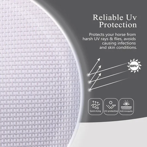 Vista 5 de Harrison Howard Máscara de media cara con protección UV y transpirable para uso equino, cómoda, gris, XS