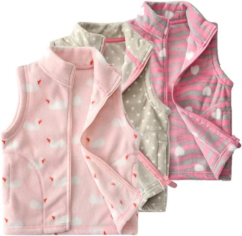 Vista 2 de Chaleco ligero polar suave de la muchacha del bebé con cremallera hasta el chaleco de la ropa de abrigo