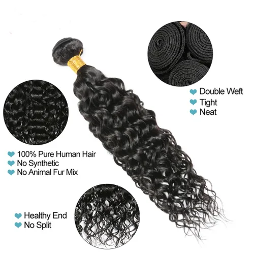 Vista 2 de Borchan Water Wave 3 Paquetes Cabello Humano Húmedo y Ondulado Cabello Humano 3 Paquetes para Mujeres Negras 16 18 20 Pulgadas Paquetes Brasileños